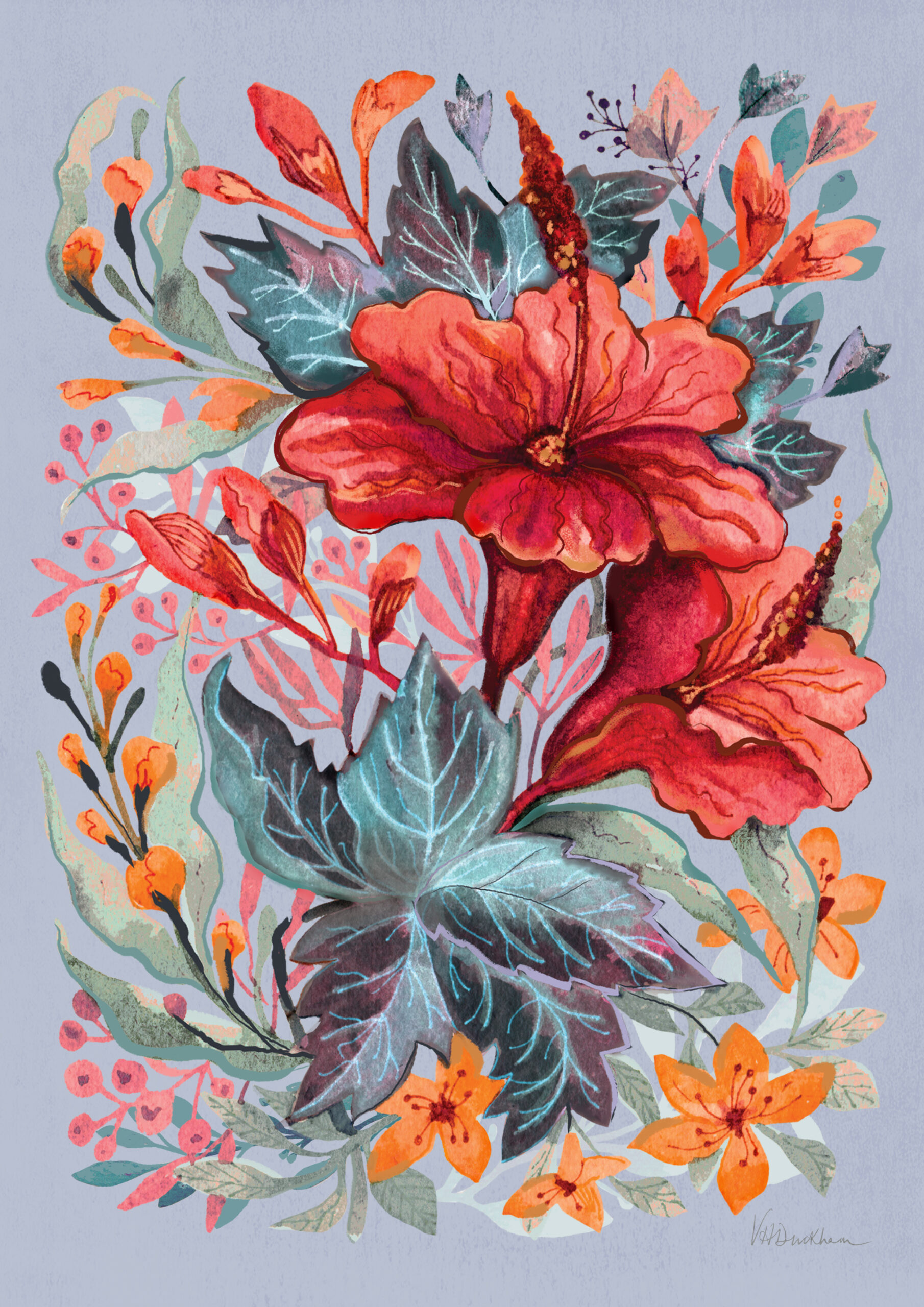 Hibiscus Flowers Print